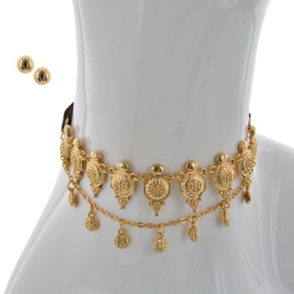 Gold Tone / Brown Leatherette / Lead Compliant / M